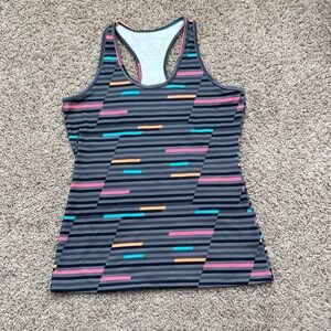 MPG Black Multicolor Striped Athletic Tank Top Large Like New